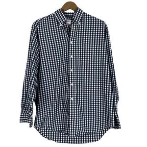 Brooks Brothers Button Down Shirt Mens S Blue Plaid 100% Cotton Quiet Luxury